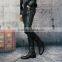 Fashion Men's Casual Skinny Slim Fit PU Pants Black Faux Leather Trousers