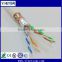 Factory price SFTP 4pair 23AWG Solid bare copper CAT6 Double Shielded LAN cable 1000ft