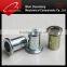 Flat head knurled body rivet nut