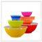 China manufacturer wholesale assorted colors different sizes modern plastic mixing bowl, melamine mixing bowl set