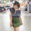 Ladies A line olive green denim fashion short mini skirt