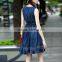 Summer fashion lace patchwork mexican embroidered women denim dress