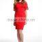 Knee-Length backless embroidery lace sleeve evening dress red short patterns