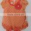 2016 Beautiful Baby Girl Orange Color Flowers Embroidered Dress With Knit Pants 2 for Summer