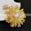 Jewelry Christmas Sunflower Brooch Alloy Pearl Brooch Gold Brooches