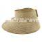 Summer Fashion Design High Quality Tan Tweed Toyo Straw Tan Tweed Roll Up Visor Hat
