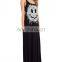 CHEFON Happy face deep back cut out maxi dress