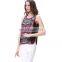 Sleeveless Women Chiffon Digital Printing Blouse Designs Latest