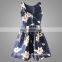 Sleeveless Printing Women Floral Dress Round Neck Knee-length Ladies Skirts