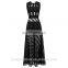 Amigo 2017 Sexy women mesh bodycon dress wet look black color sleeveless long bandage dress