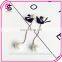 Japan and South Korea version of diamond black swan long pearl earrings