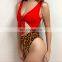 One Piece Swimsuit Sexy High Cut Monokini Leopard Women Swimwear Knot Front Bathing Suit Maillot de Bain Femme 2019