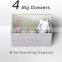 Storage cube dresser home storage tower constructed by steel wooden top and 4 foldable cloth fabric drawer dresser