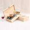 Custom wooden wine gift box,wood wine gift boxes with handle for two bottle