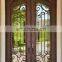 luxury exterior strong metal frame tempered glass double glass wrought iron door