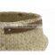 Handwoven Seagrass Belly Basket, Large White Bottom Seagrass Basket with leather handler