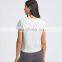 Summer Fashion Front Ruched Sport Fitness Clothing Loose Sweating-Wicking Workout Gym Wear Women Yoga T Shirt