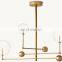 American Design Modern Brass Glass Globe Mobile THREE-Arm Chandelier for Living Room Restaurant Bar Hotel Home Decorative