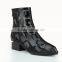 High quality fashion casual beautiful ladies thick mid heel boots hollow lace design back zipper ladies ankle boots summer boots