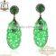 Green Onyx Gemstone Earrings, 925 Silver Diamond Earrings, Gemstone Craved Earrings, Diamond Gemstone Jewelry Manufacturer
