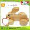 New Style Natural Wooden Pull Toys OEM Intelligent Funny Gifts Toys Wooden Rabbit for Kids EZ5129