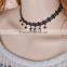 Crochet Cotton Flower Short Necklace With Beaded Pendant,Black Choker Nacklace