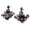 Fashion personality exaggerated leaves crystal alloy cross earrings