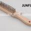 wooden handle schima superba wood brush stainless steel wire brush