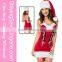 New Design Wholesale 3 Piece Hooded Fur Trim Velvet Santa Dress Nude Christmas Costumes