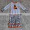 Fall Halloween boutique outfits baby girls clothing sets pumpkin embroidery floral ruffle pants sets