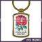 Promotional good price custom england rugby rose printed metal keychain