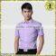 Purple Non-Iron Stripe Contrast-collar Short Sleeves Shirts For Men