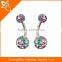 BR01672 Multi-color crystal navel piercing channel