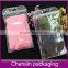 clear plastic bag with hang hole/plastic zipper cosmetic bags/double side transparent plastic bag with pockets