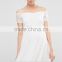Pure white Bardot neckline Off-shoulder knee-lenght hot selling dress Lace pleated mesh Maternity Dress