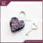 Hot black mini love heart shape padlock with key