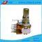 jiangsu 13mm dual gang rotary 200k ohm potentiometer with metal shaft