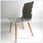 Beech Wood Round Leg Nature Color Zebra-Print PU Leather Dining Chair