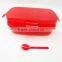 Food grade plastic Kids 2 compartment lunch box with fork