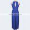 Exquisite royal blue chiffon with beaded big size womens wholesale clothing wedding dress ball gown best lady prom evening gown