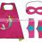 Different superheros cape and mask with wristbands costumes set for girl