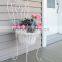 Beatiful white iron & wicker craft wedding decoration flower stand designs