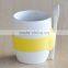 Solid White Ceramic Mug with Silicon Grip and Spoon
