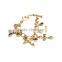 colorful rhinestone cross charms gold chain bracelet tiny crystal charms goldfill chain bracelet