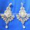 White silver beads dangler EARRING pair