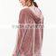 MGOO Oversized Women Pink Drop Shoulder Zip Slit Side Velvet Hoodie With Drawstrings Plain Pullover