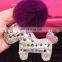 Lovely Genuine Rabbit Fur Ball Car Keychain Handbag Charm Key Ring