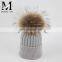 Top Quality Big Fur Pom Pom Kids Hats Raccoon Fur Balls Baby Knitted Hat