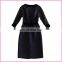 Fashion design patched long sleeve belted dress with front zipper