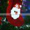 8CM*17CM Medium Non-woven Cloth Snowflakes Printing Bright Color Stripe Decoration Christmas Stockings - Santa Claus